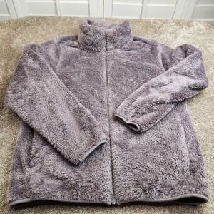 Uniqlo Fluffy Yarn Fleece Full-Zip Jacket Purple Mauve Womens Large 449753
